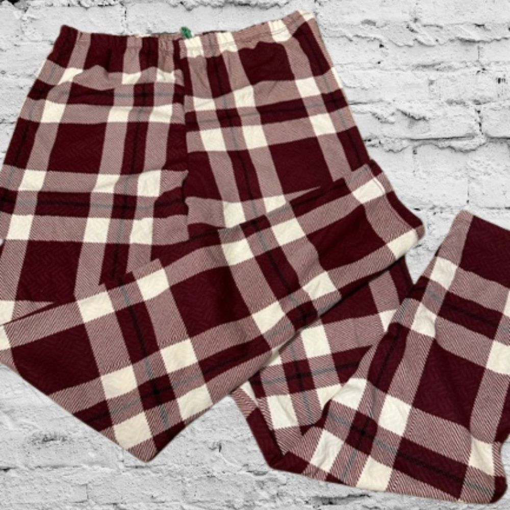 Burgundy & Cream Plaid Leggings P630132X 2X NWT Boutique